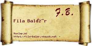 Fila Balár névjegykártya